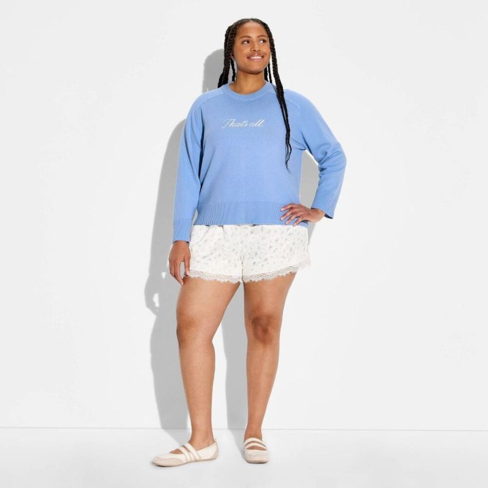 Women's "That's All" Graphic Pullover Sweater - Sky Blue 3X